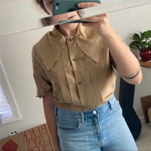 3.1 Phillip Lim Metallic Gold Oversized Collar Top